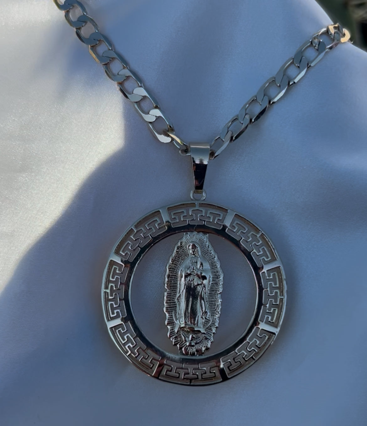 Biale San Judas and Virgin Mary necklace