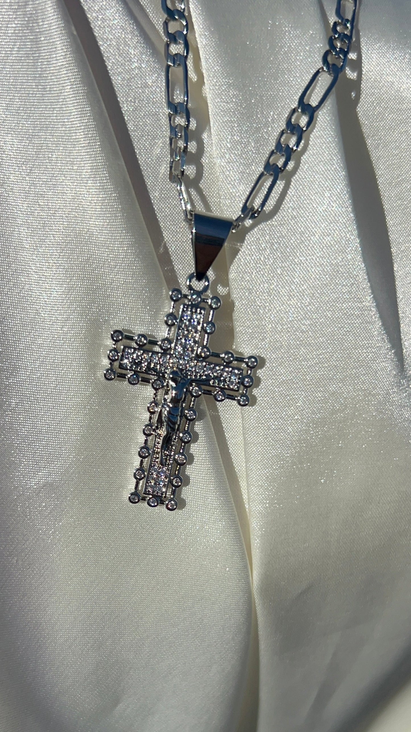 San Judas silver gem necklace