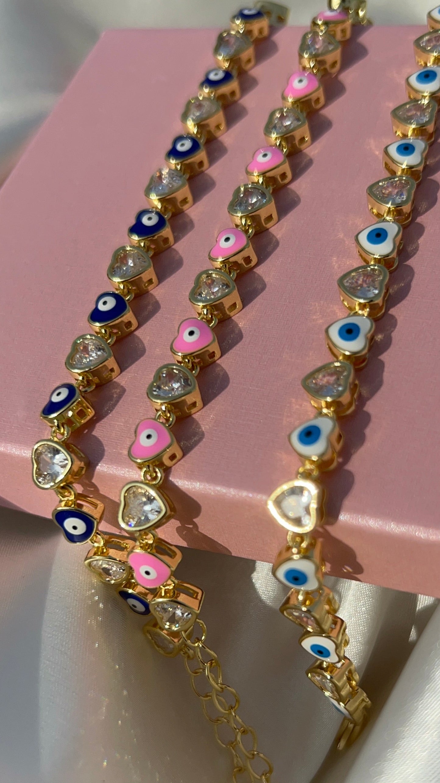 Heart bling evil eye bracelet