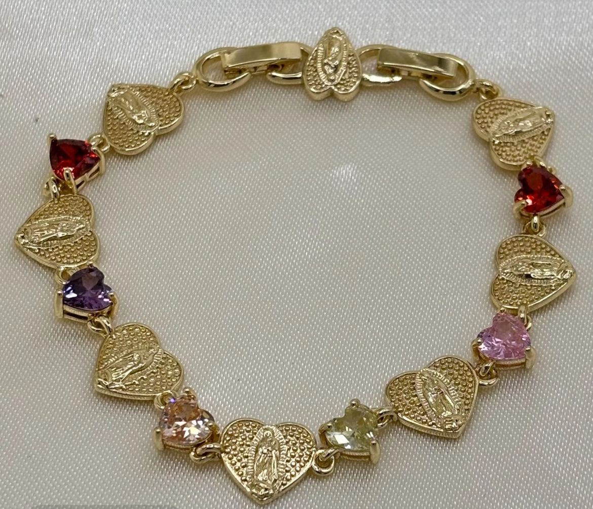 Heart color Virgin Mary bracelet