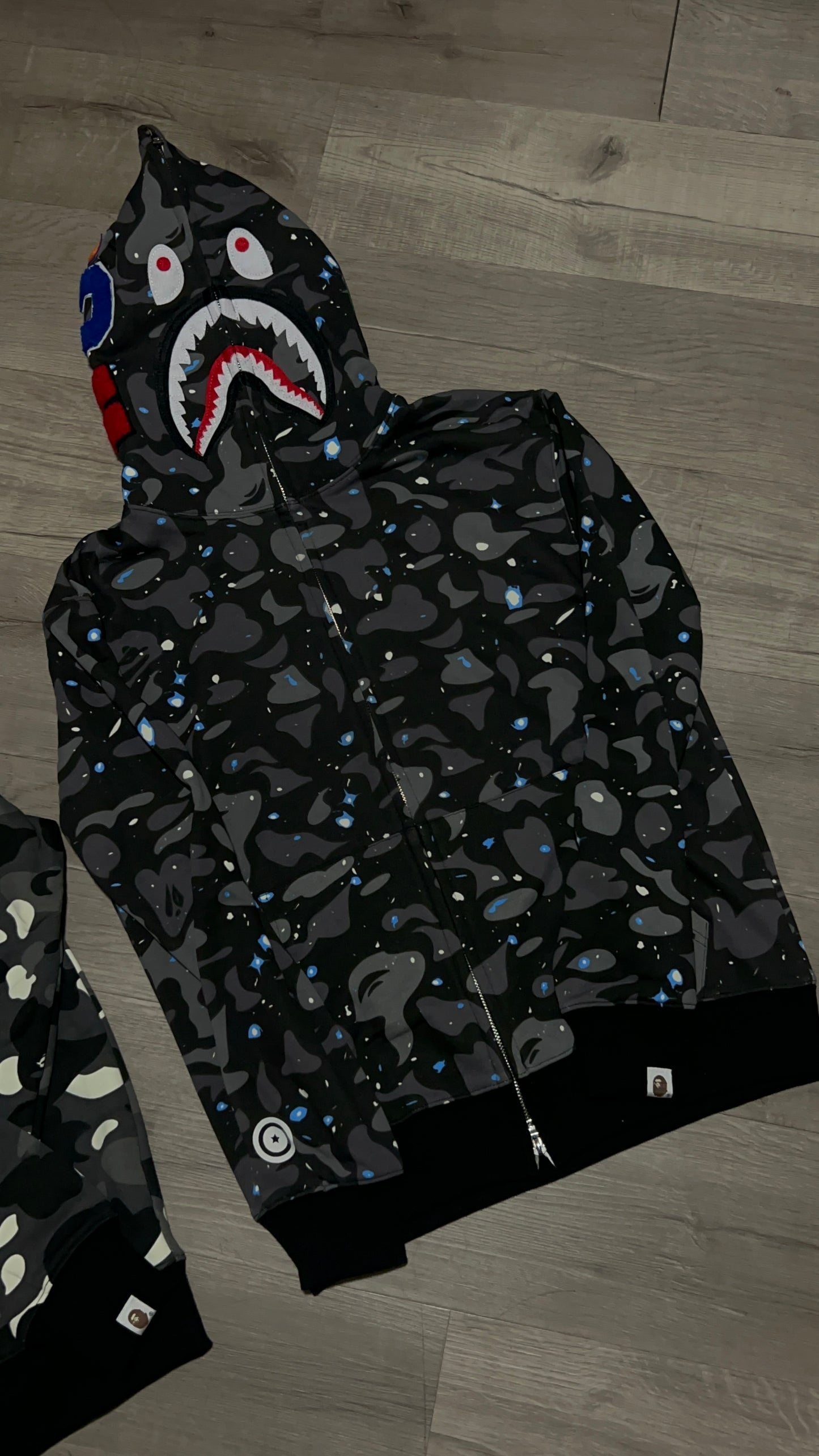 Bape space camo shark full zip hoodie