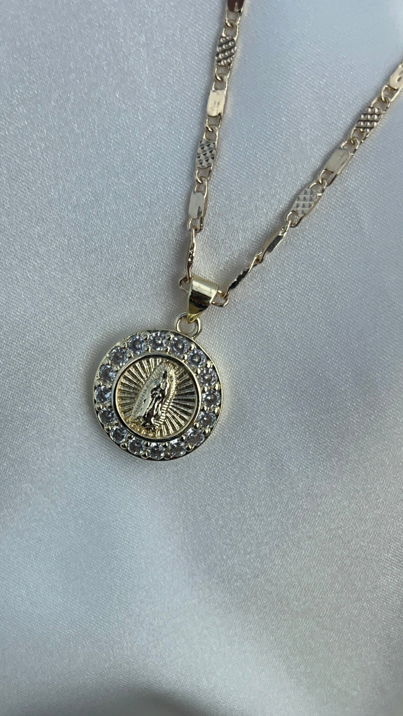Bling Virgin Mary necklace