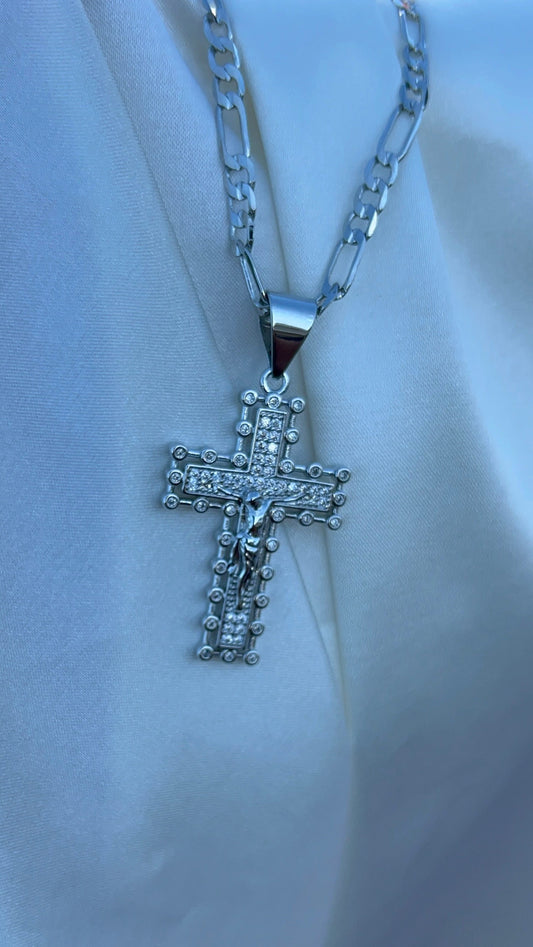 San Judas silver gem necklace