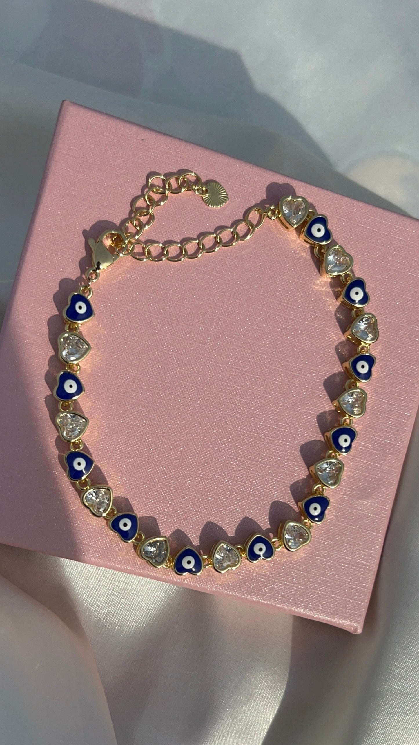 Heart bling evil eye bracelet