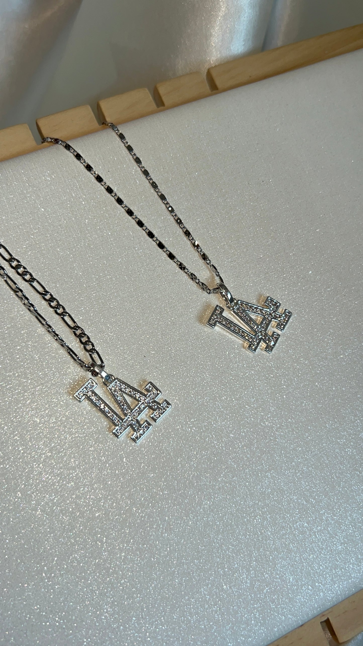 LA sign silver necklace