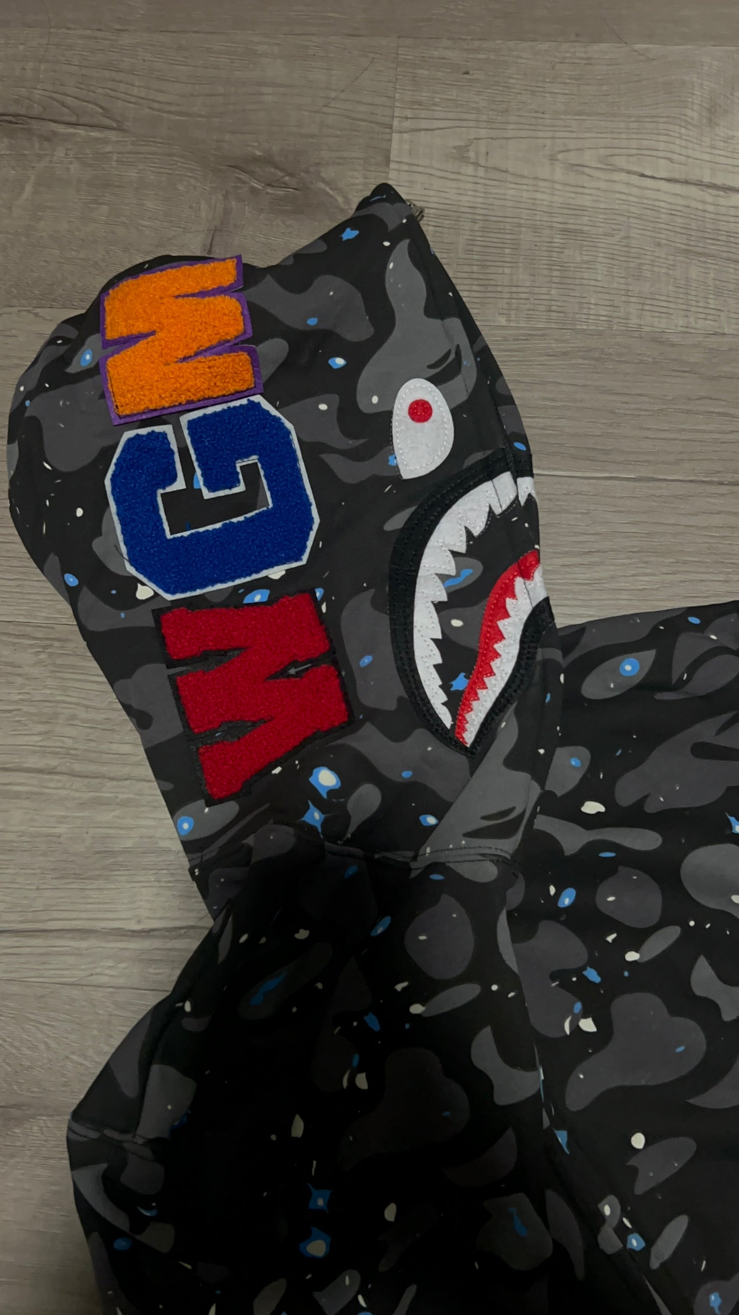 Bape space camo shark full zip hoodie