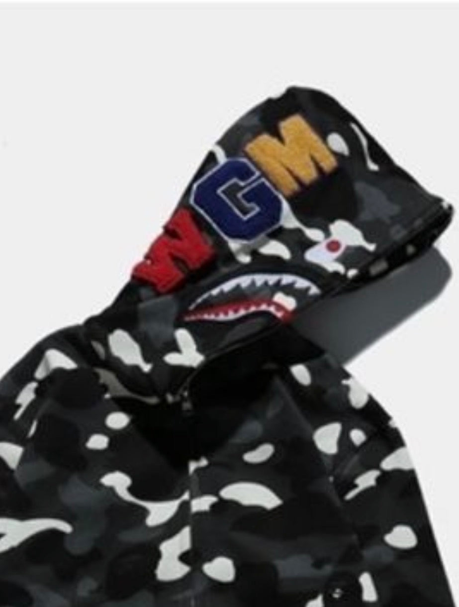 Bape city camo shark full zip up ,glow in the dark