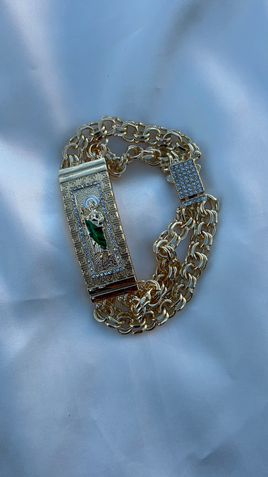 Double San Judas chain bracelet