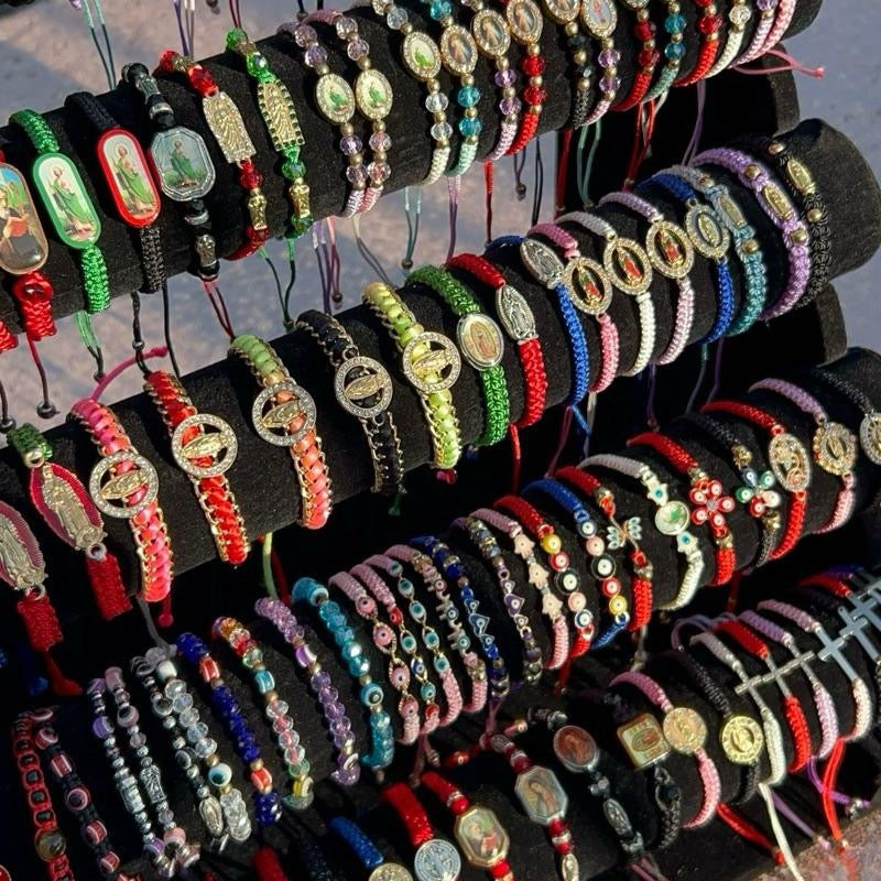 Mix of string and bead bracelet bundle