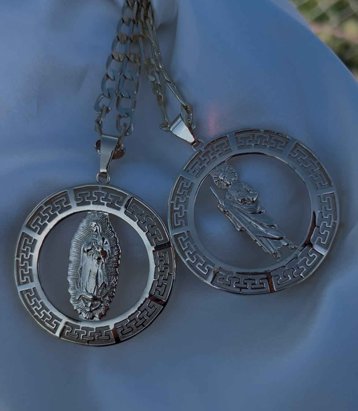 Biale San Judas and Virgin  Mary necklace
