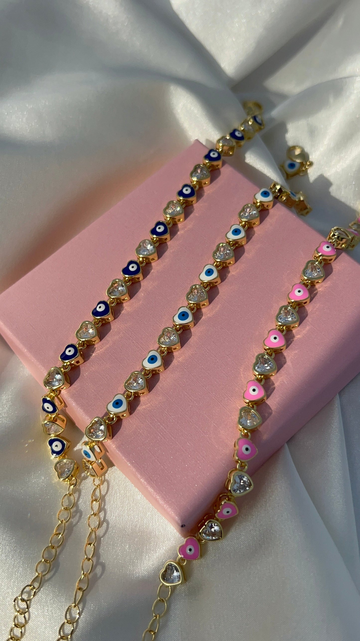 Heart bling evil eye bracelet