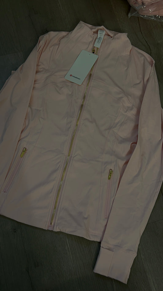 Pink rose gold zipper define jacket