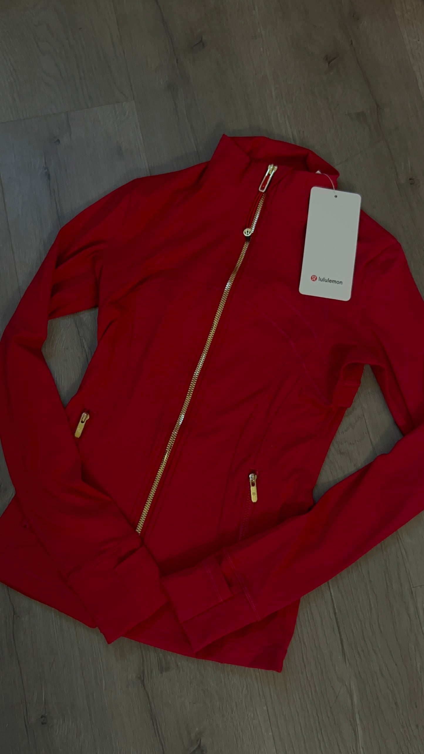 Red gold zip define jacket