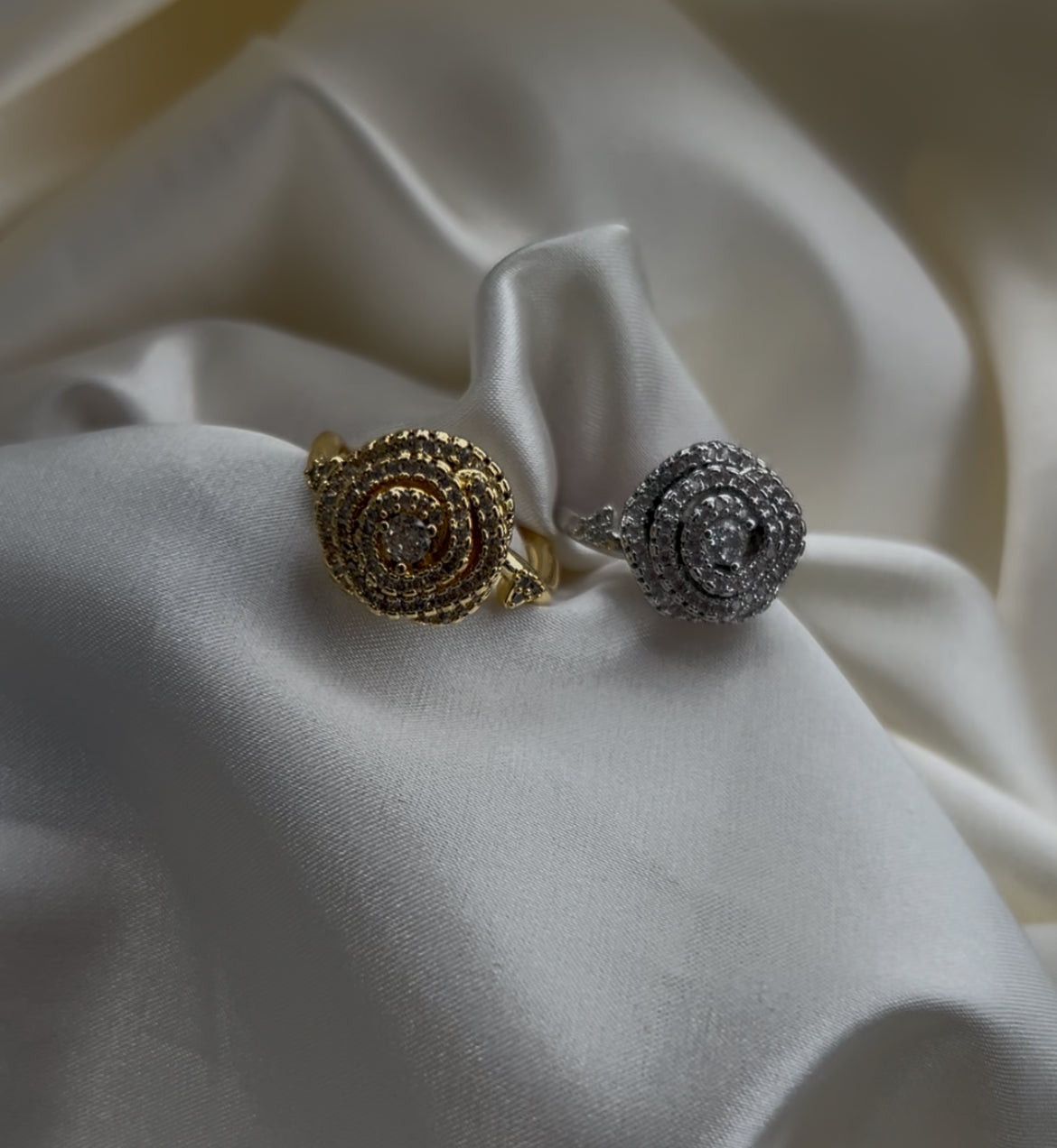 Rose bling adjustable ring