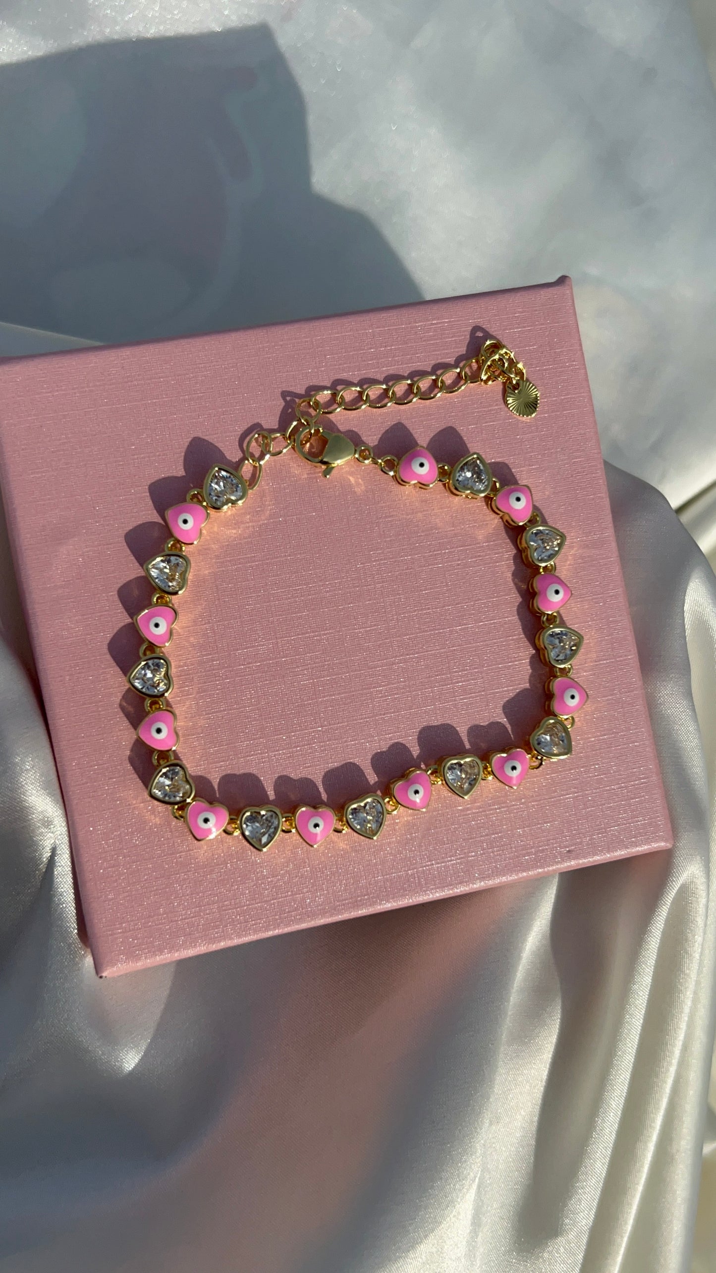 Heart bling evil eye bracelet